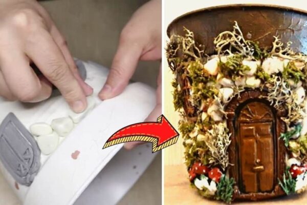 Finished Easy Whimsical DIY Fairy House Garden Pot, a completed DIY project