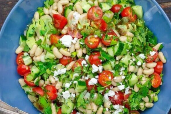 Easy White Bean Salad, homemade and freshly served