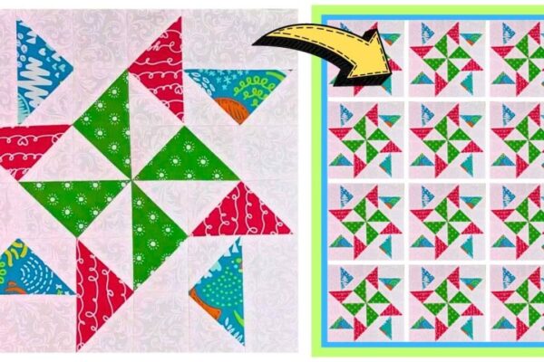 Finished Easy Windy Day Quilt Block, a completed DIY project