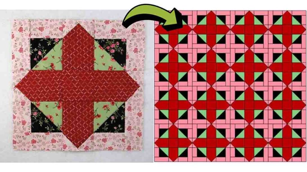 Finished Empire Cross Quilt Block, a completed DIY project