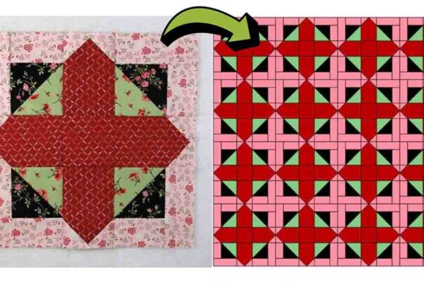 Finished Empire Cross Quilt Block, a completed DIY project