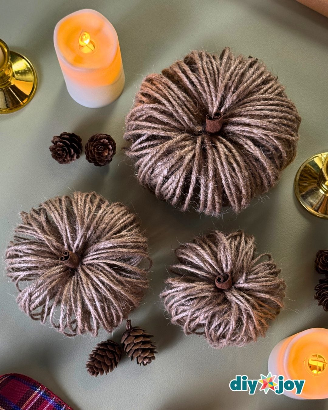 Fall Craft Ideas - Twine Pumpkins Tutorial. Learn how to make twine pumpkins for fall decorating