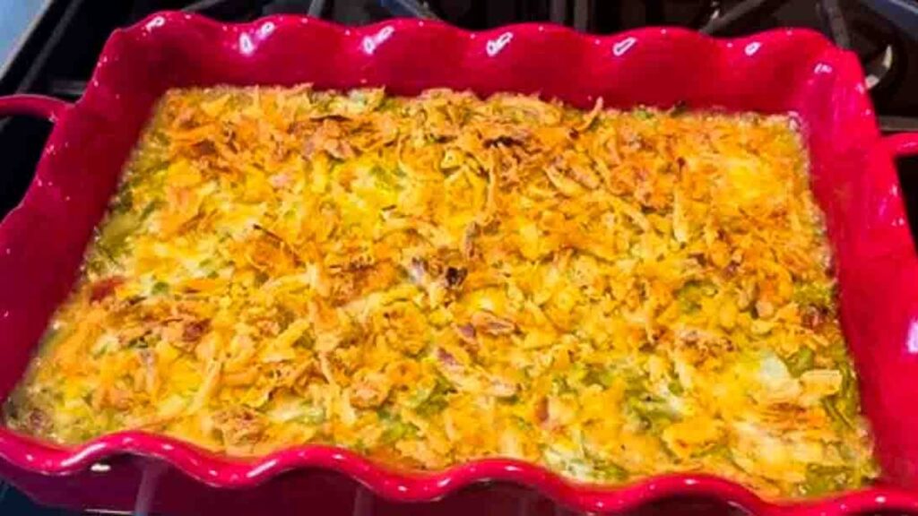 Fall Green Bean Casserole, homemade and freshly served
