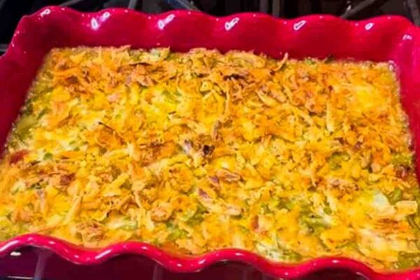 Fall Green Bean Casserole, homemade and freshly served