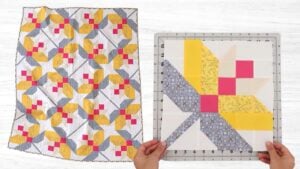 Finished Flora Quilt Block, a completed DIY project