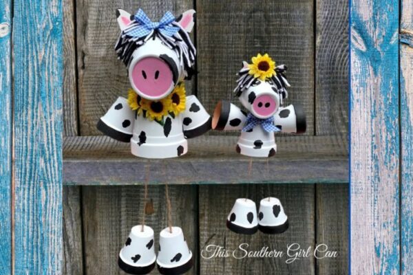 Finished Flower Pot Cow Shelf Sitter DIY, a completed DIY project