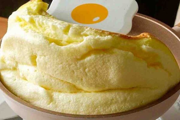 Fluffy Egg Souffle Omelet, homemade and freshly served
