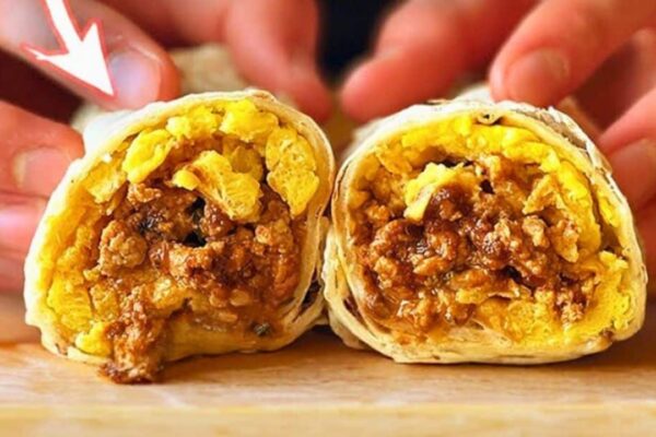 Freezer-Friendly Breakfast Burrito, homemade and freshly served