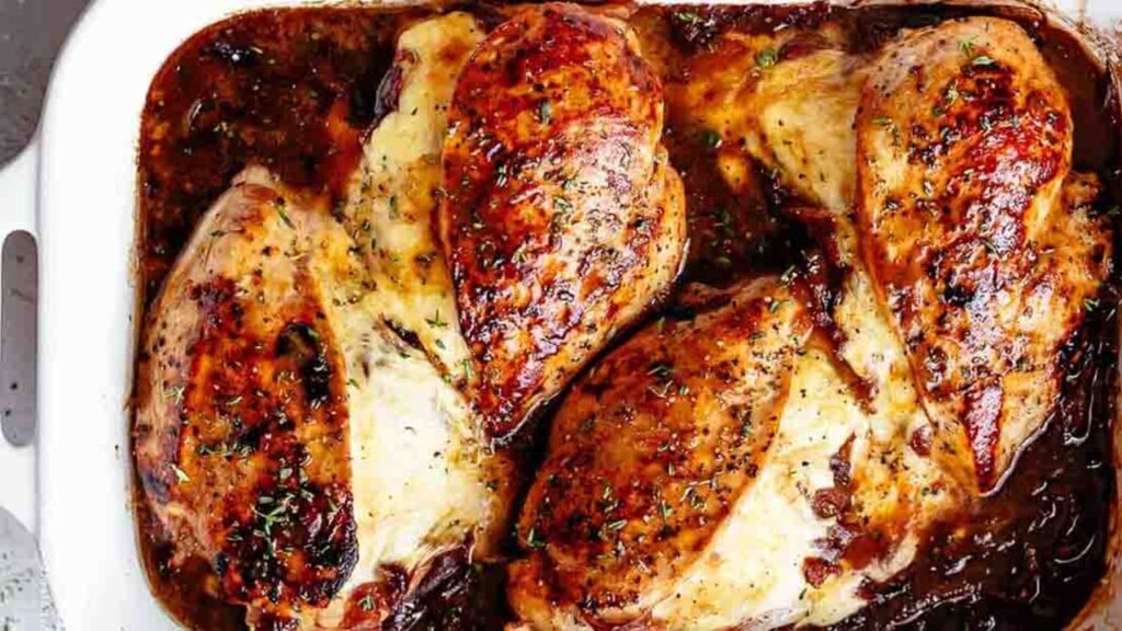French Onion Stuffed Chicken, homemade and freshly served