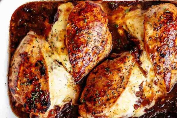 French Onion Stuffed Chicken, homemade and freshly served