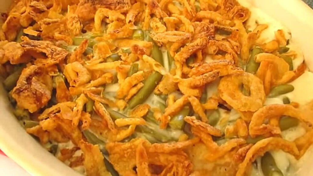 French’s Famous Green Bean Casserole, homemade and freshly served