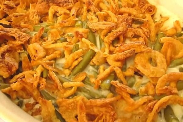 French’s Famous Green Bean Casserole, homemade and freshly served