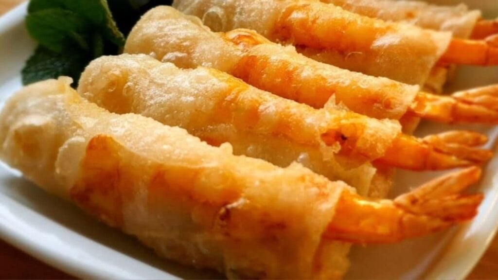 Fried Shrimp Spring Rolls, homemade and freshly served