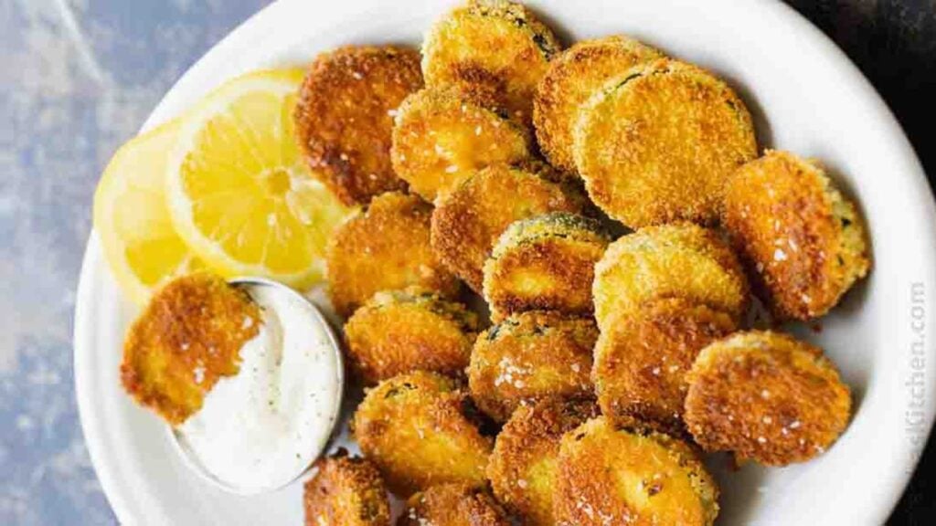 Fried Zucchini Chips, homemade and freshly served