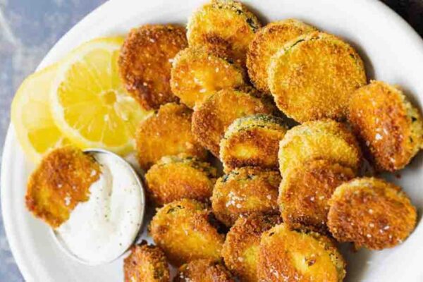 Fried Zucchini Chips, homemade and freshly served