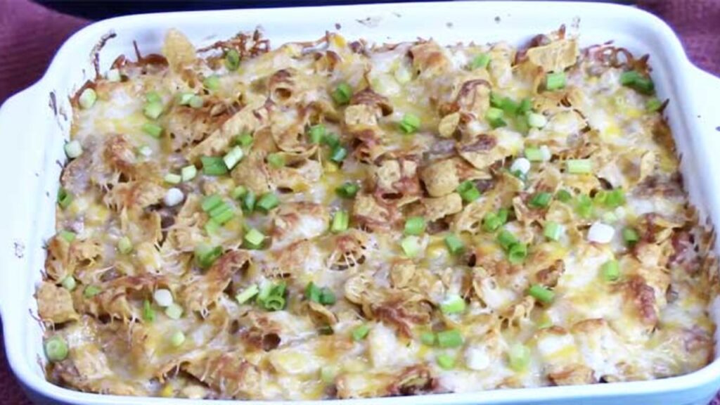 Frito Pie Casserole, homemade and freshly served