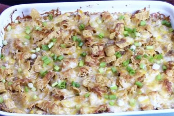 Frito Pie Casserole, homemade and freshly served