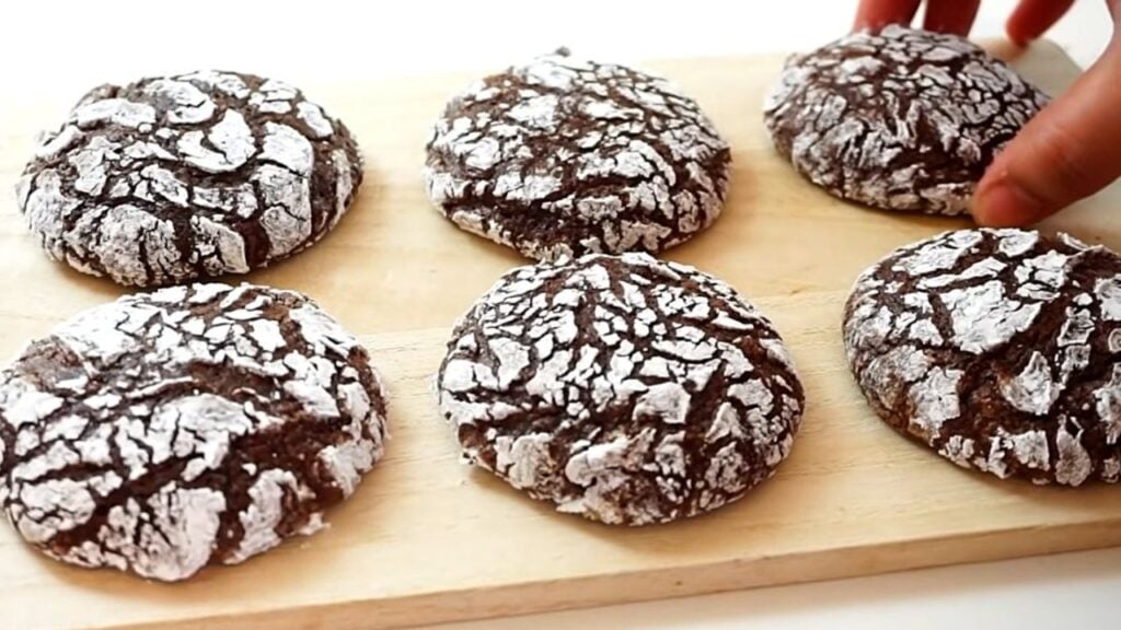 Fudgy and Chewy Chocolate Crinkle Cookies, homemade and freshly served