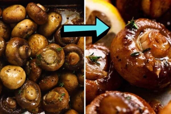 Garlic Butter Roasted Mushrooms, homemade and freshly served
