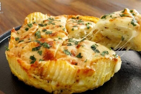 Garlic Cheese Potato Cake, homemade and freshly served