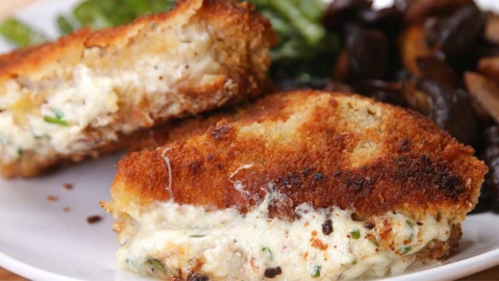 Garlic Herb-Stuffed Pork Chops, homemade and freshly served