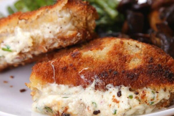 Garlic Herb-Stuffed Pork Chops, homemade and freshly served
