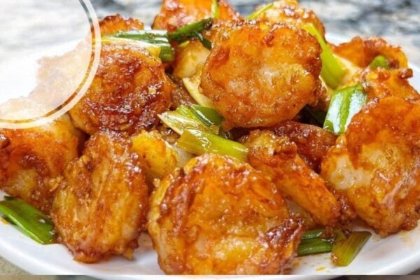 Garlic Ketchup Shrimp, homemade and freshly served