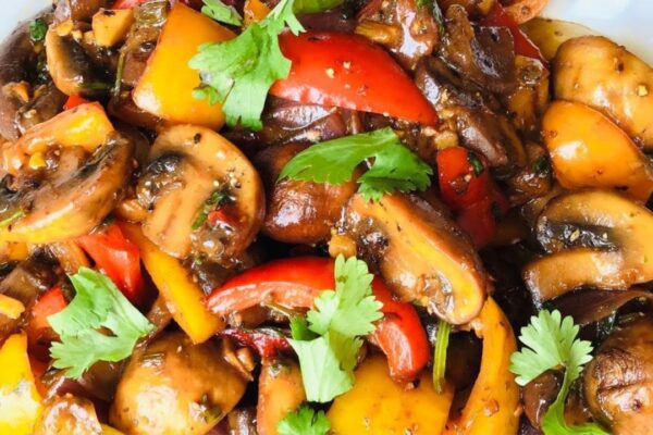 Garlic Mushroom Pepper Fry, homemade and freshly served