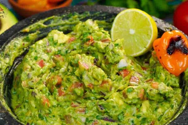 Garlic Roasted Guacamole, homemade and freshly served