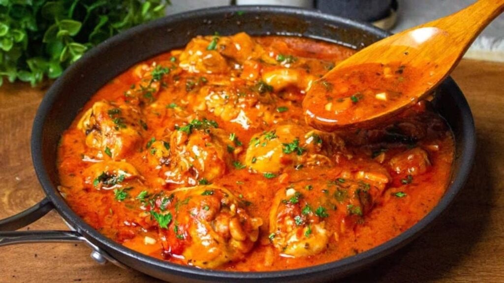 Garlic Tomato Chicken, homemade and freshly served
