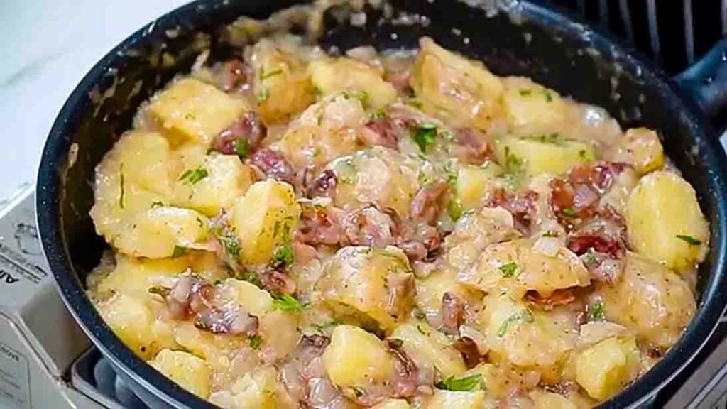German Hot Potato Salad, homemade and freshly served