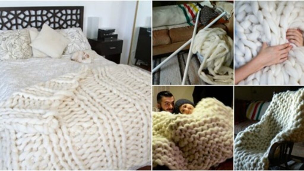 Finished How to Knit A Giant Blanket With PVC Pipes, a completed DIY project