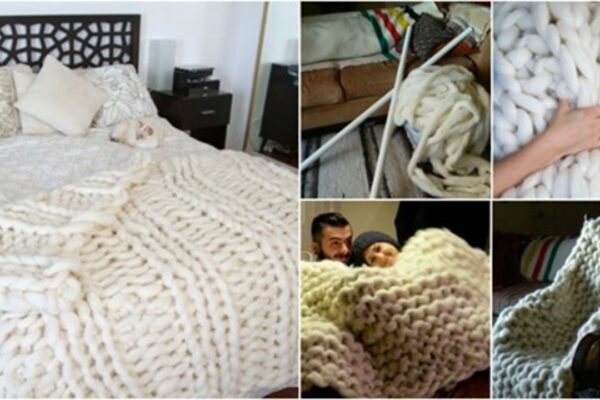 Finished How to Knit A Giant Blanket With PVC Pipes, a completed DIY project