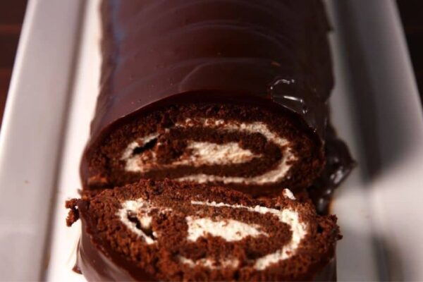 Giant Yodel Ho Ho Cake, homemade and freshly served