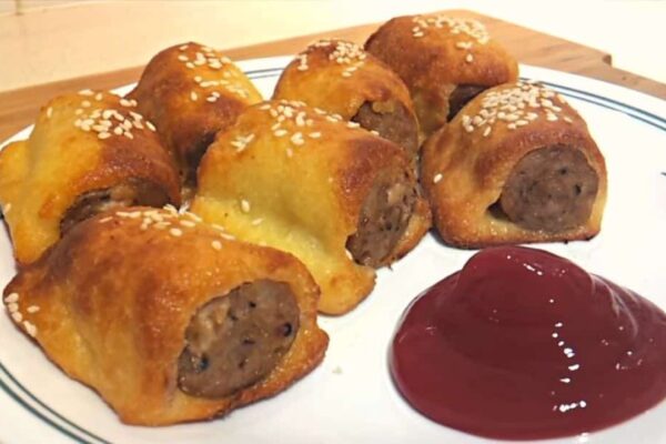 Gluten-Free Fathead Sausage Rolls, homemade and freshly served