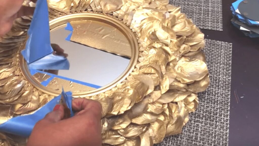 Finished Make An Easy Decor Item With Silk Petals, Mirror, Popsicle Sticks And Gold Spray Paint!, a completed DIY project