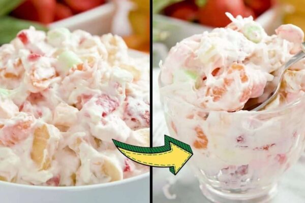 Grandma’s Ambrosia Salad, homemade and freshly served