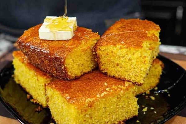 Grandma’s Honey Butter Cornbread, homemade and freshly served