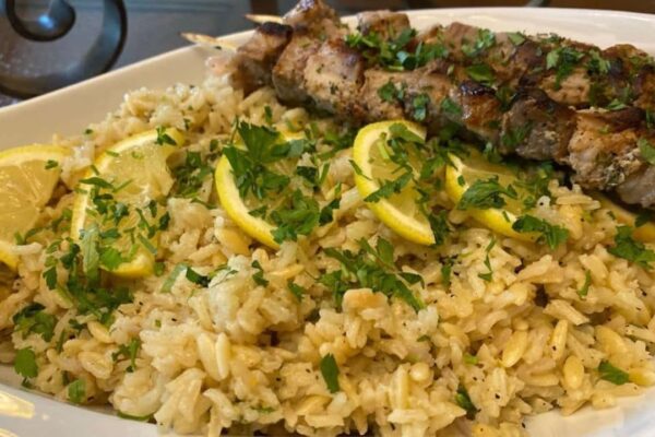 Greek Lemon Rice, homemade and freshly served