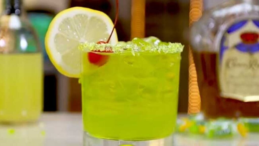 Crown Royal Green Apple Jolly Rancher Cocktail, homemade and freshly served