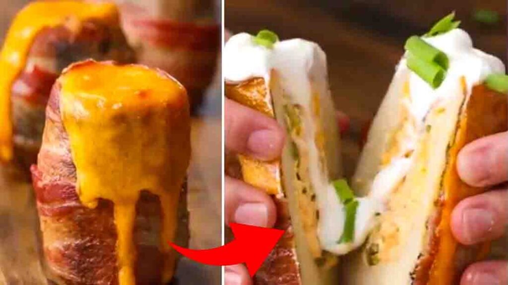 Grilled Cheesy Potato Volcanoes, homemade and freshly served