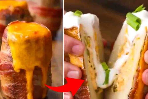 Grilled Cheesy Potato Volcanoes, homemade and freshly served