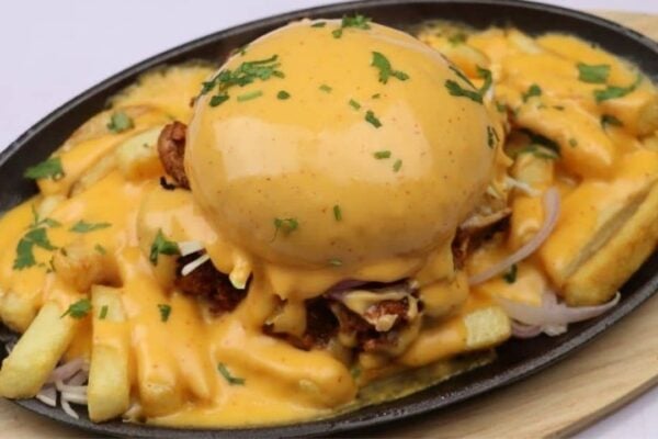 Grilled Chicken Lava Burger, homemade and freshly served
