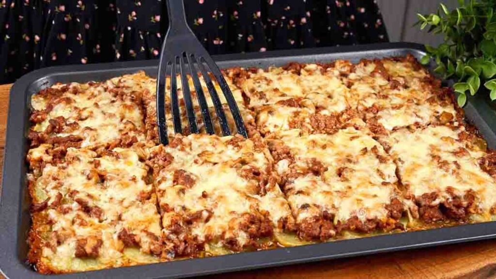 Ground Beef and Mushroom Casserole, homemade and freshly served
