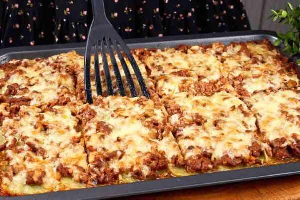 Ground Beef and Mushroom Casserole, homemade and freshly served