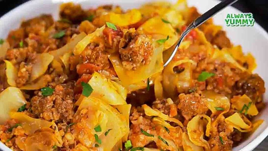 Ground Beef & Cabbage Stew, homemade and freshly served