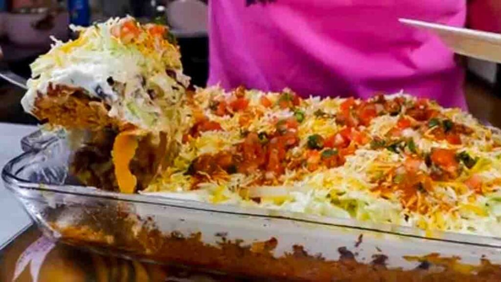 Ground Beef Taco Casserole, homemade and freshly served
