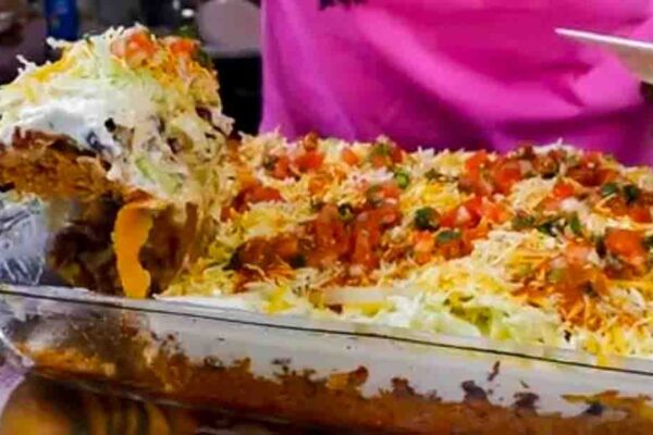 Ground Beef Taco Casserole, homemade and freshly served