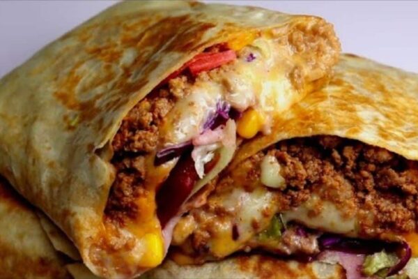 Easy to Make Ground Beef and Cheese Wrap, homemade and freshly served