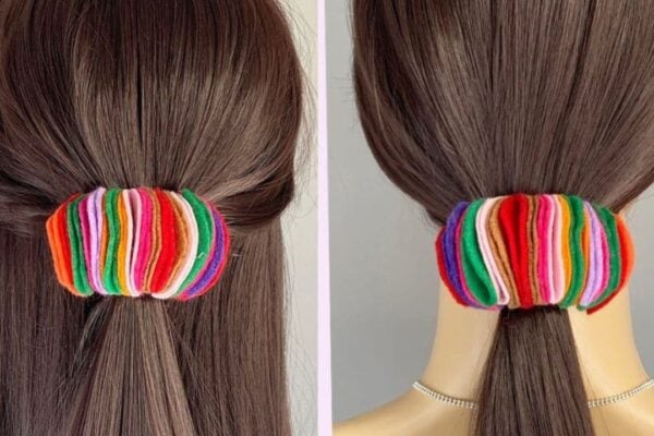Finished Hair Tie Made From Felt Scraps, a completed DIY project
